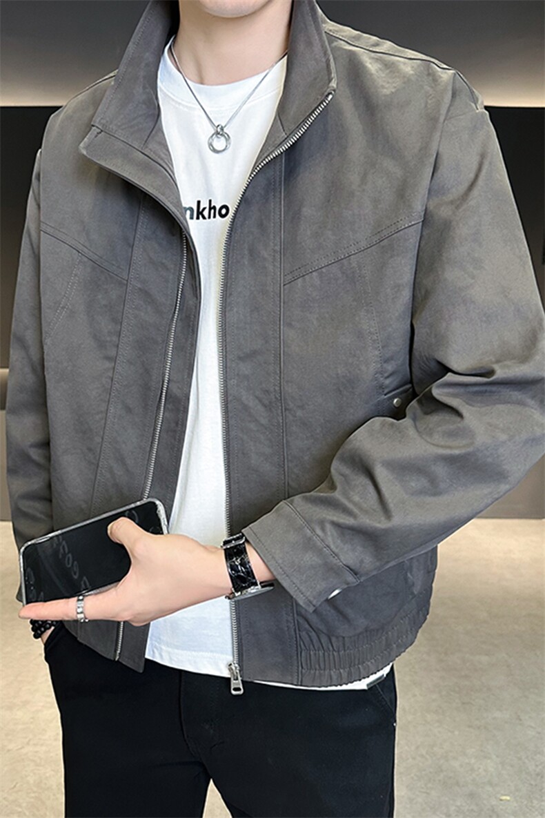 秋季外套男2025新款时尚潮牌帅气立领夹克上衣服A313-9319-P128,男装夹克,电商A313
