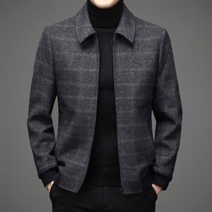 22新款青春流行短款中年男士翻领潮流时尚休闲时尚双面呢夹克外套图片