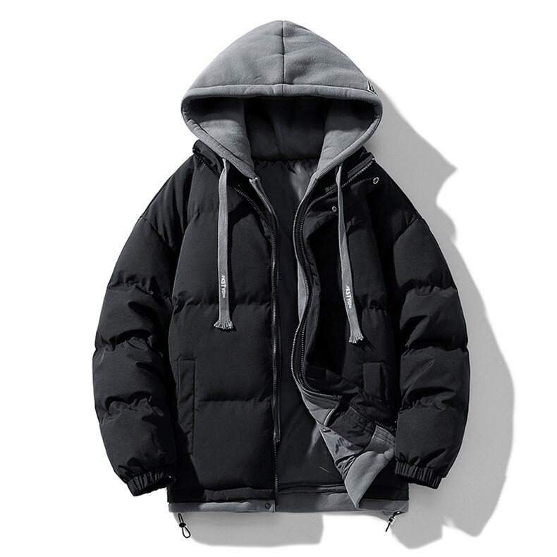 现货抖音得物供视频三防加厚羽绒假两件连帽棉衣外套棉服MY8062,男装棉衣,电商A486