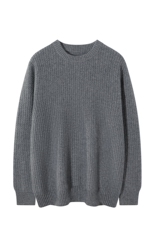 秋冬季新款舒适时尚百搭男士移针水波纹加厚圆领羊绒衫男装，男装羊绒套衫，麦纱纱羊绒