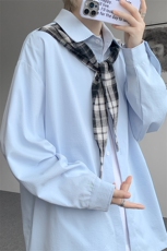 CS1156-特P38控68领巾小众设计感宽松大码衬衫男长袖衬衫外套，男装衬衫，电商A059