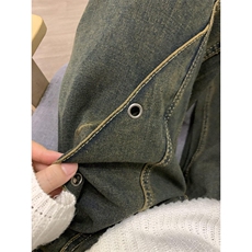 机车休闲美式高街直筒牛仔裤男女秋季复古街头阔腿裤N9049，男装牛仔裤，星座1116A（原606A-3）