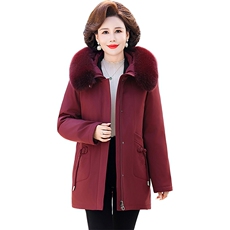 真狐狸毛领中老年羽绒服女活里活面可拆卸妈妈冬装加厚奶奶外套，男装羽绒服，电商B212（原钱塘6029）