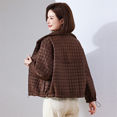 现货2024冬季新款宽松百搭休闲绗棉轻薄款棉衣，女装棉衣/棉服，深水步