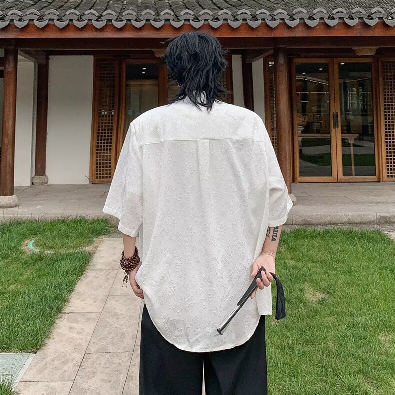 短袖夏季2024新款提花中山唐装衬衫C4520P38,男装衬衫,星座1116-2