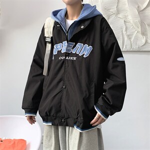 美式复古棒球服vintage春秋假两件高街hiphop连帽夹克 W1409-P54图片
