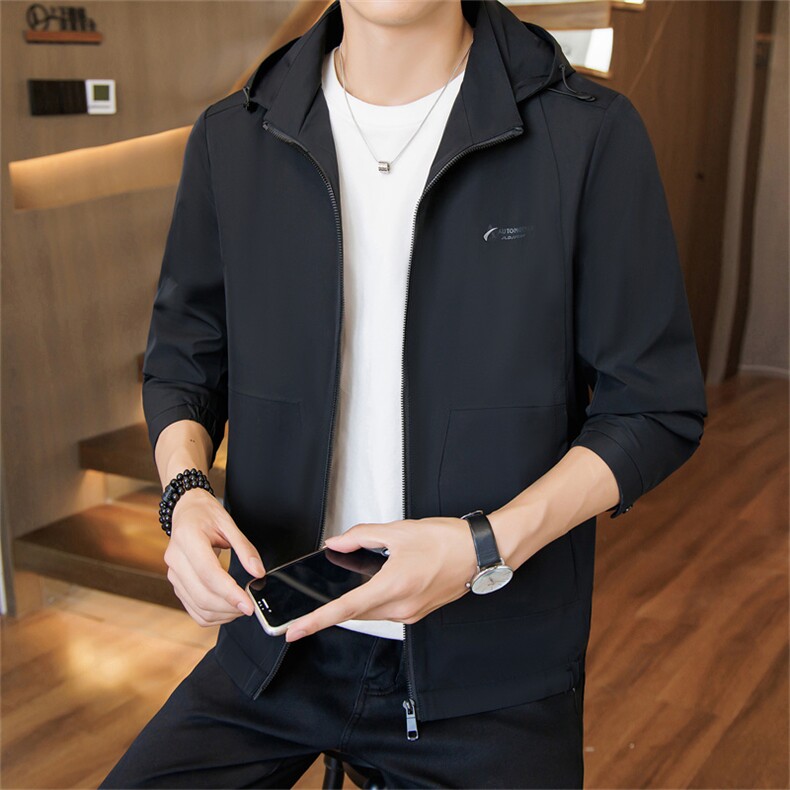 秋季新款男士高品质休闲百搭连帽简约连帽夹克外套上衣8602P125,男装夹克,电商B226