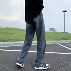 做旧阔腿牛仔裤男春秋美式vibe裤子高街ins复古垂感直筒裤964-p45，男装牛仔裤，星座1008