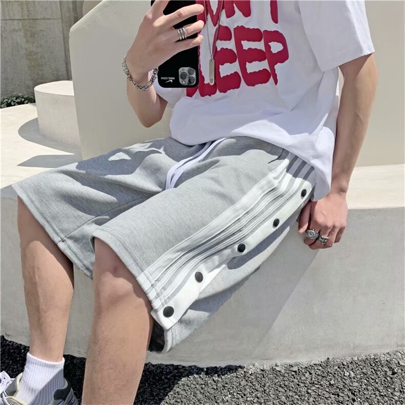 夏季新款休闲裤男生潮排扣直筒短裤宽松大码五分裤中裤DK6405-p28，男装牛仔裤，星座1008-2