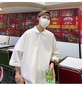T6075/P25新款夏季华夫格polo衫T恤男大码宽松纯色简约上衣男装潮图片