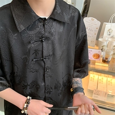 量大优供视频新风龙纹冰丝短袖衬衫男XH50-特P38，男装衬衫，电商B367