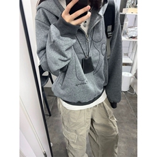 网图有货美式复古刺绣连帽华棉卫衣男女宽松情侣外套A871-P55，女装短外套，星座1505