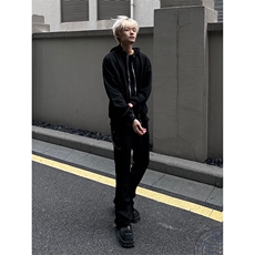 B221美式ins高街双拉链宽松开衫卫衣连帽外套SY2319-P95控128，男装卫衣，电商B221