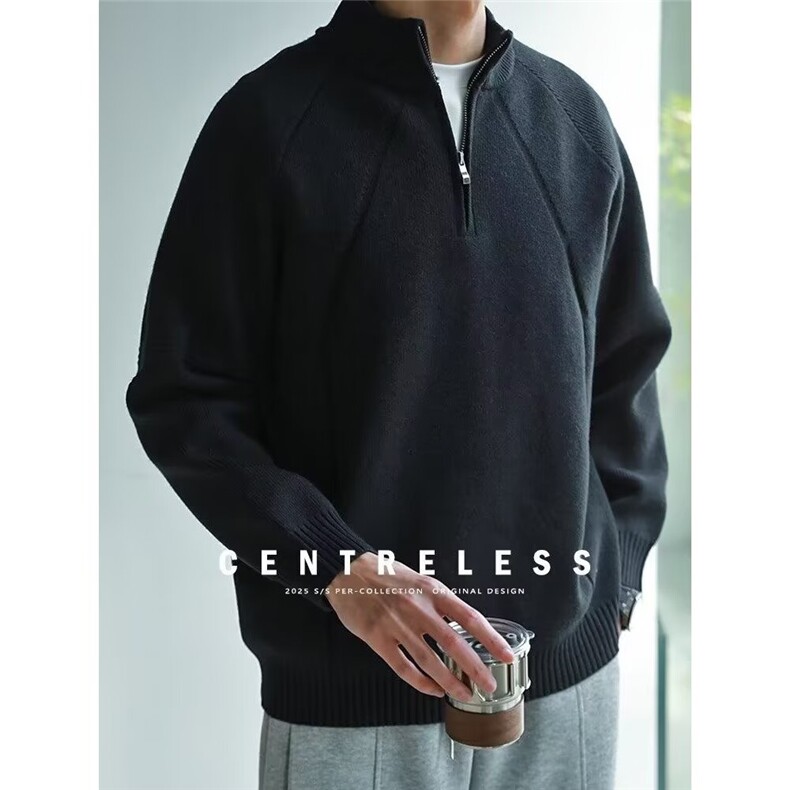 1506/QM370/P54基础双面棉半高领拉链运动舒适简约打底衫,男装T恤,星座1506