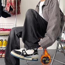 加绒加厚冬款男女牛仔裤渐变色保暖直筒宽松长裤NK210P50，男装牛仔裤，星座1013-1