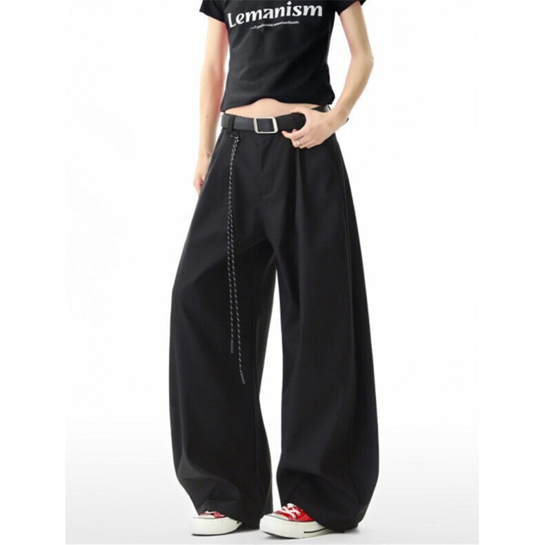 WE1603-P45双褶弯刀休闲西裤男女美式宽松休闲垂坠阔腿镰刀裤子，男装西裤，电商B323A