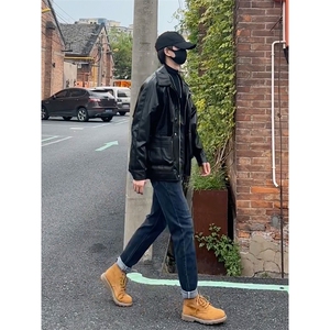 牛仔裤男23秋冬修身弹力小脚休闲裤长裤子 机车风痞帅 搭配马丁靴图片