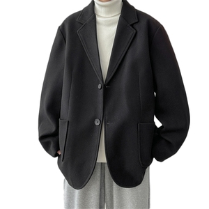 N6169/P95加棉P105冬季新开叉呢料毛呢西服男宽松外套上衣呢大衣图片