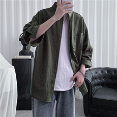 C1020/P28春装韩版潮流衬衣立领五分短袖衬衫七分袖大码男控38，男装衬衫，电商A141