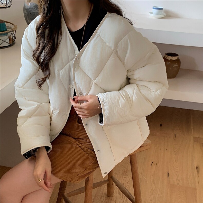 菱格韩系慵懒风棉袄女款2025新款棉服冬季小个子短款夹棉好看外套,男装棉衣,星座1210-1