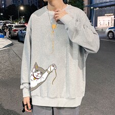 S6013-P28加绒款-P33秋季圆领卫衣男大码韩版宽松长袖外套,男装卫衣,电商A040