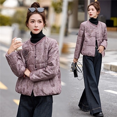 新中式刺绣棉衣外套女2025秋冬新款刺绣钉珠洋气绵羊毛棉服外套潮，女装棉衣/棉服，蓝朵琳