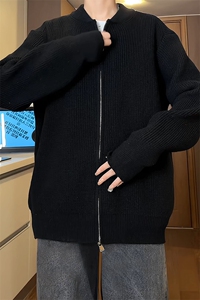 ！棒球领双拉链开衫针织毛衣男 CP16-特p55图片