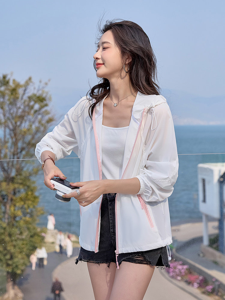 休闲时尚防晒衣女2025夏季新款户外透气轻薄外套宽松高品质防晒服,女装防晒衣,以桐