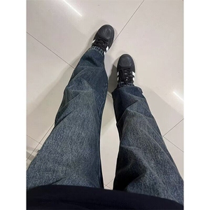 现货 美式复古vibe风牛仔裤男潮牌炸街男直筒长裤痞帅WL7441-P48图片