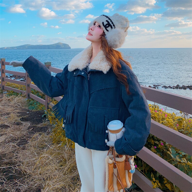 冬装新款短外套复古风流苏麂皮绒羽绒服外套女2C325-577P325K478,女装羽绒服,2C325
