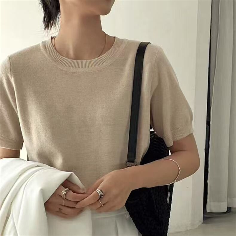 短袖t恤女2025新款夏季薄款宽松显瘦打底上衣小衫,女装T恤,淘淘羊羊绒