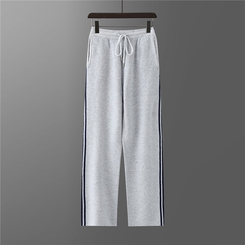 2025秋冬新款百搭系绳芝麻点加厚三条杠直筒裤，男装休闲裤，江杉羊绒