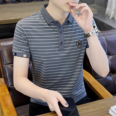 73311-P40条纹短袖t恤男潮牌夏季翻领衫新款修身百搭体恤帅气，男装T恤，电商D310B