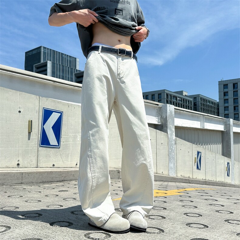 牛仔裤美式复古宽松bf慵懒风阔腿拖地裤子N01163-P53,男装牛仔裤,星座308B-2