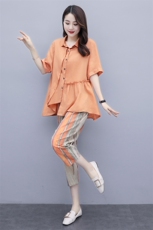 棉麻职业套装夏装2025新款休闲时髦减龄显瘦洋气妈妈两件套女装潮，女装套装/套裙，半夏