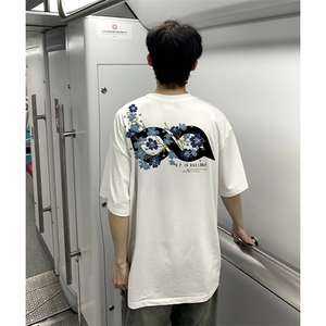 万针全刺绣解构设计260克重磅双纱纯棉高品质美式高街短袖T恤特39图片