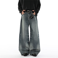 xz905-2-Z085#P65-（控98）美式宽松阔腿牛仔裤，男装牛仔裤，星座905-2