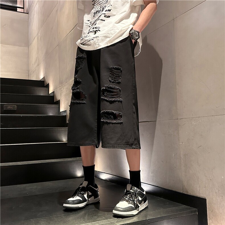 D2005-p45-控68  现货宽松cleanfit牛仔裤七分裤黑暗图片