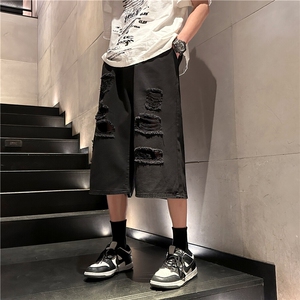 D2005-p45-控68  现货宽松cleanfit牛仔裤七分裤黑暗图片