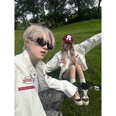 2025美式街头机车服皮衣立领设计外套男女款短款刺绣夹克JKG158，男装夹克，星座516A