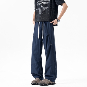 休闲裤男夏季新款港风宽松冰丝工装阔腿裤CK8202-P42图片