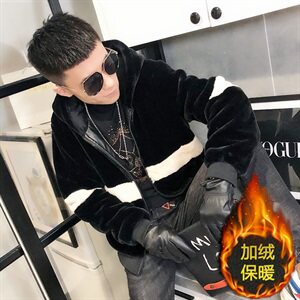 1仿皮草加绒棉服社会小伙加厚男棉衣保暖外套C301B-PC02图片