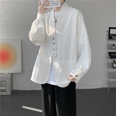 现货CS1161-p55新款高品质小众叠穿开衫大码衬衫上衣外套，男装衬衫，电商A059