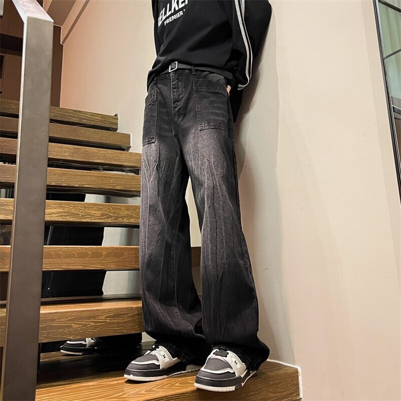 8XL-M高街做旧闪电纹牛仔裤大码潮牌美式复古扎染裤子NZ9006/P65,男装牛仔裤,电商B238