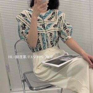 2022夏季新款 韩版印花衬衫,女装衬衫,HL+