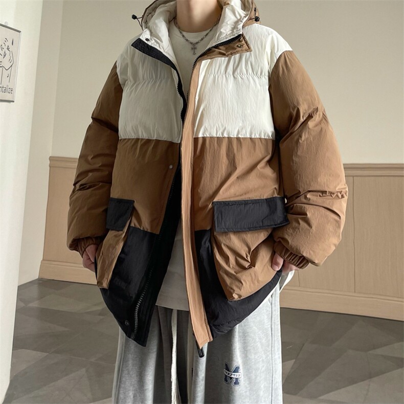 港风2025新品冬季宽松情侣装撞色棉衣棉服冬装加厚外套D008-P100,男装棉衣,星座717
