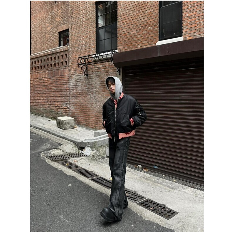 现货网图提花bomber短款外套男飞行夹克cleanfit潮牌棒球服,男装夹克,星座807-3