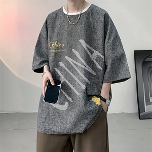 风复古亚麻短袖男棉麻t恤男半袖ZT71208-P35