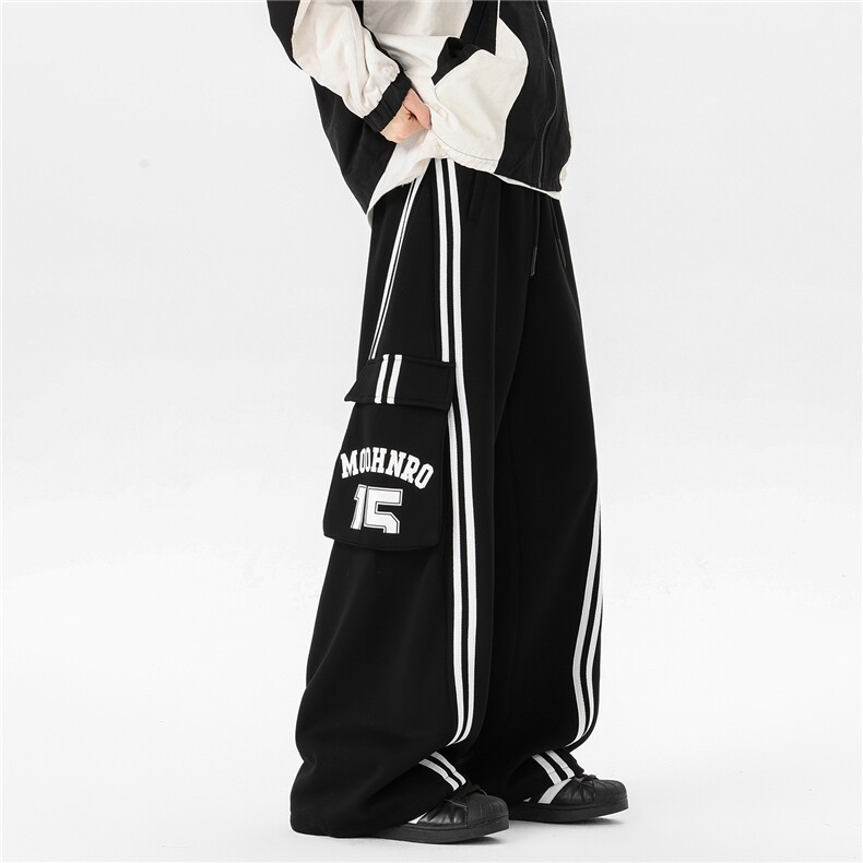 8XL-M高街美式条纹工装裤休闲裤男宽松直通阔腿裤子K9123P78控98,男装工装外套,电商D206-1