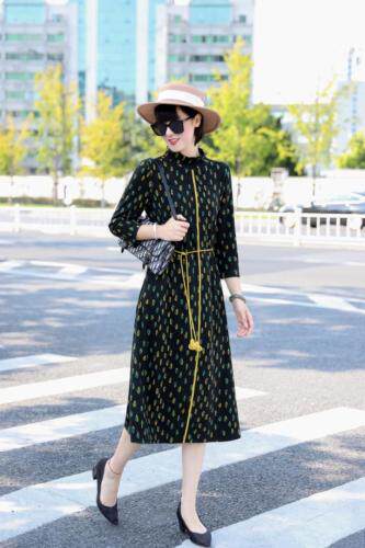 小高领貂绒连衣裙含羊毛，女装连衣裙，澳洛菲